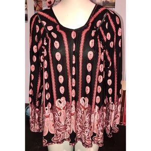 NWT $69.50 VINTAGE AMERICA LNG-SLV BOHO TOP, SZ M